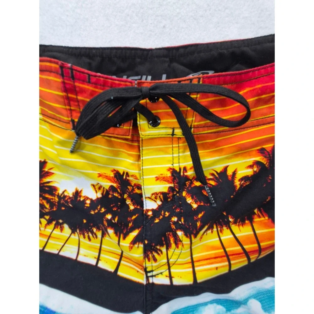 O'Neill Hyperfreak Board Shorts Sunset Palm Tree Graphic Multi-Color Mens 33